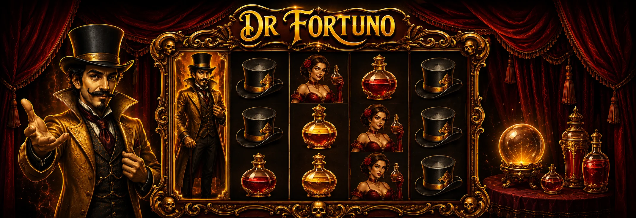 Dr Fortuno slot reels on the carnival stage